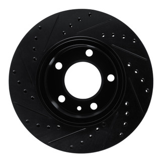 R1 82-89 BMW 635CSI Front Right Drilled & Slotted Black Brake Rotor