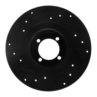 R1 67-76 BMW 1600 Front Right Drilled & Slotted Black Brake Rotor