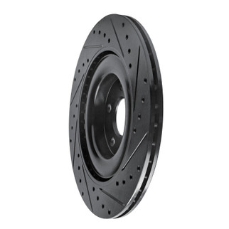 R1 16-26 Polestar Polestar 2 Rear Left Drilled & Slotted Black Brake Rotor