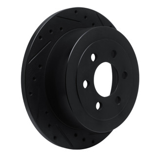 R1 03-04 Dodge Dakota RWD Rear Right Drilled & Slotted Black Brake Rotor