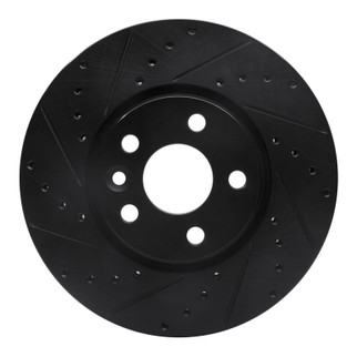 R1 07-18 Land Rover Range Rover Evoque Front Left Drilled & Slotted Black Brake Rotor