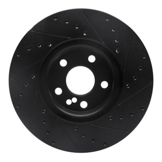 R1 07-18 Land Rover Range Rover Evoque Front Left Drilled & Slotted Black Brake Rotor