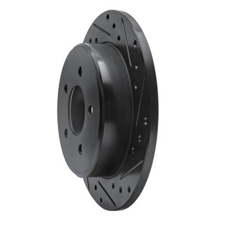 R1 97-07 Chrysler Town & Country Rear Right Drilled & Slotted Black Brake Rotor