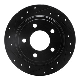 R1 93-04 Chrysler 300M Rear Left Drilled & Slotted Black Brake Rotor
