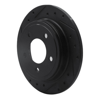 R1 93-04 Chrysler 300M Rear Left Drilled & Slotted Black Brake Rotor