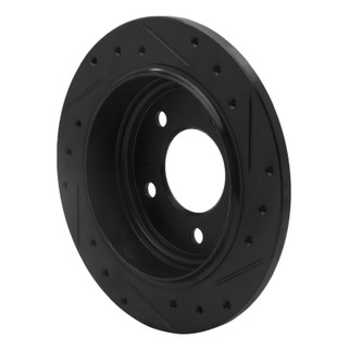 R1 93-04 Chrysler 300M Rear Left Drilled & Slotted Black Brake Rotor
