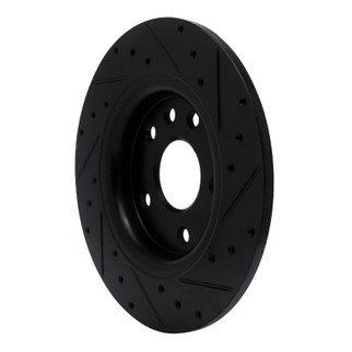 R1 17-25 Chrysler Grand Caravan Rear Left Drilled & Slotted Black Brake Rotor