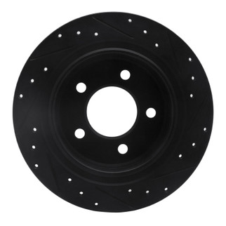 R1 04-08 Chrysler Pacifica Rear Left Drilled & Slotted Black Brake Rotor