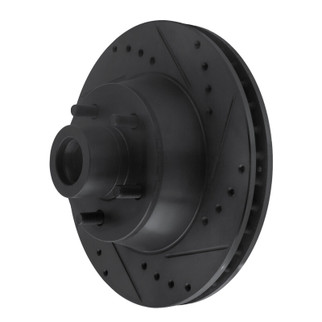 R1 71-81 Chrysler New Yorker Front Right Drilled & Slotted Black Brake Rotor