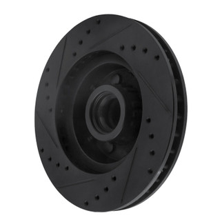 R1 71-81 Chrysler New Yorker Front Right Drilled & Slotted Black Brake Rotor