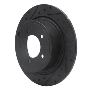 R1 07-17 Chrysler 200 Rear Left Drilled & Slotted Black Brake Rotor