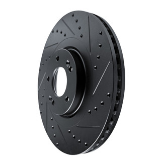 R1 20-25 Hyundai Palisade Front Right Drilled & Slotted Black Brake Rotor