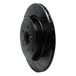 R1 18-25 Genesis G70 Rear Right Drilled & Slotted Black Brake Rotor