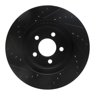 R1 05-23 Chrysler 300 Front Right Drilled & Slotted Black Brake Rotor