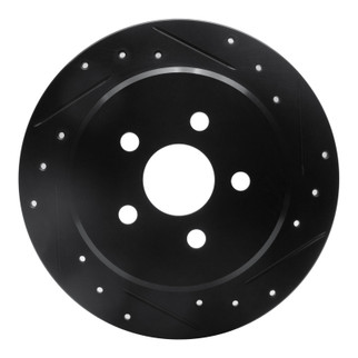 R1 03-10 Chrysler PT Cruiser Rear Right Drilled & Slotted Black Brake Rotor