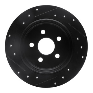 R1 03-10 Chrysler PT Cruiser Rear Right Drilled & Slotted Black Brake Rotor