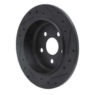 R1 03-10 Chrysler PT Cruiser Rear Left Drilled & Slotted Black Brake Rotor