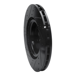 R1 18-22 Genesis G70 Front Right Drilled & Slotted Black Brake Rotor