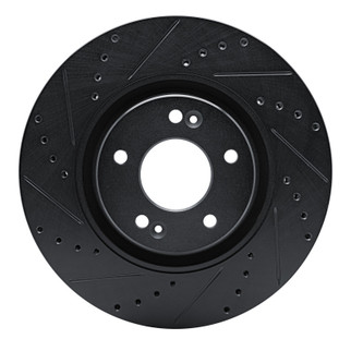 R1 17-20 Kia Cadenza Front Left Drilled & Slotted Black Brake Rotor