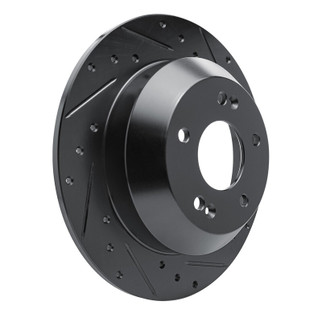R1 15-20 Kia Sorento Rear Right Drilled & Slotted Black Brake Rotor