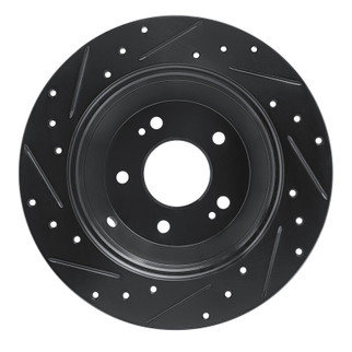 R1 15-20 Kia Sorento Rear Right Drilled & Slotted Black Brake Rotor
