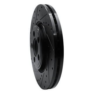 R1 06-10 Jaguar XK Front Left Drilled & Slotted Black Brake Rotor