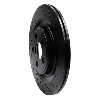 R1 06-15 Jaguar Super V8 Rear Right Drilled & Slotted Black Brake Rotor