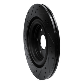 R1 06-15 Jaguar Super V8 Rear Right Drilled & Slotted Black Brake Rotor