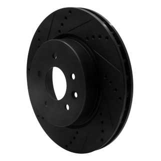 R1 00-06 Jaguar XJR Rear Left Drilled & Slotted Black Brake Rotor
