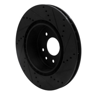 R1 00-06 Jaguar XJR Rear Left Drilled & Slotted Black Brake Rotor