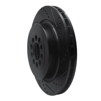 R1 03-05 Jaguar S-Type Front Right Drilled & Slotted Black Brake Rotor