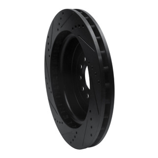 R1 03-05 Jaguar S-Type Front Right Drilled & Slotted Black Brake Rotor