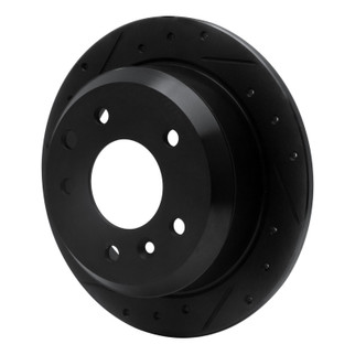 R1 86-89 Jaguar Vanden Plas Rear Left Drilled & Slotted Black Brake Rotor