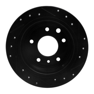 R1 86-89 Jaguar Vanden Plas Rear Left Drilled & Slotted Black Brake Rotor