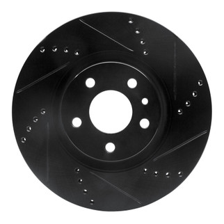 R1 91-20 Alfa Romeo 164 Front Right Drilled & Slotted Black Brake Rotor