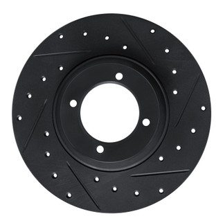 R1 61-76 Triumph TR250 Front Right Drilled & Slotted Black Brake Rotor