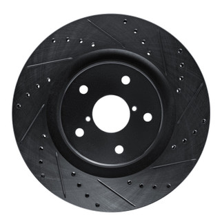 R1 20-25 Subaru Crosstrek Front Right Drilled & Slotted Black Brake Rotor