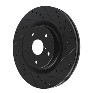R1 20-25 Subaru Crosstrek Front Right Drilled & Slotted Black Brake Rotor