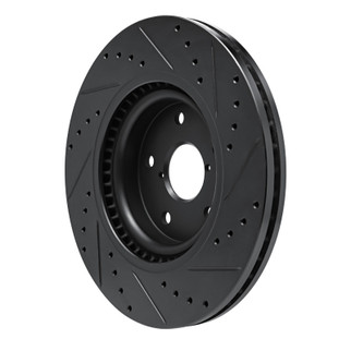 R1 20-25 Subaru WRX Front Left Drilled & Slotted Black Brake Rotor
