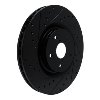 R1 -23 Subaru Ascent Front Left Drilled & Slotted Black Brake Rotor