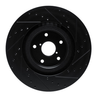 R1 -23 Subaru Ascent Front Left Drilled & Slotted Black Brake Rotor