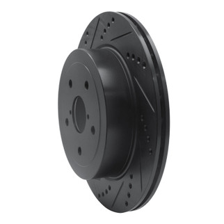 R1 05-07 Subaru Impreza Rear Left Drilled & Slotted Black Brake Rotor