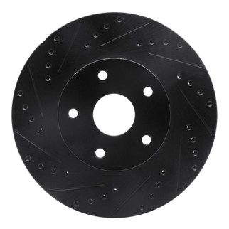 R1 92-97 Subaru SVX Front Left Drilled & Slotted Black Brake Rotor