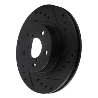 R1 90-01 Subaru Impreza Front Right Drilled & Slotted Black Brake Rotor