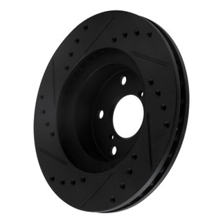 R1 90-01 Subaru Impreza Front Right Drilled & Slotted Black Brake Rotor