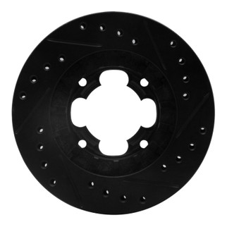 R1 87-94 Subaru Justy Front Left Drilled & Slotted Black Brake Rotor