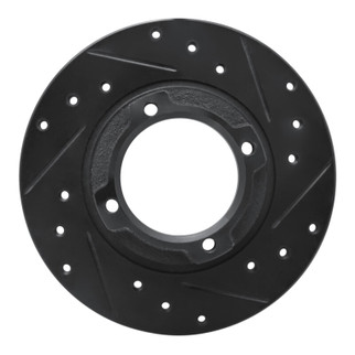 R1 85-91 Subaru Loyale Rear Right Drilled & Slotted Black Brake Rotor