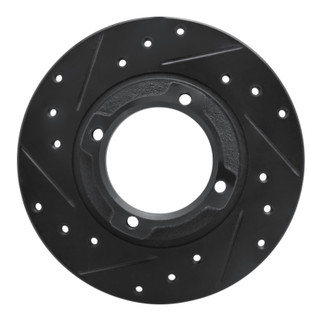 R1 85-91 Subaru GL-10 Rear Left Drilled & Slotted Black Brake Rotor