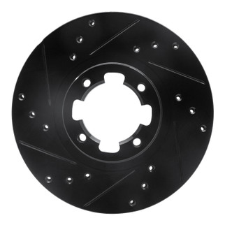 R1 85-94 Subaru GL-10 Front Left Drilled & Slotted Black Brake Rotor