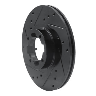R1 85-94 Subaru GL-10 Front Left Drilled & Slotted Black Brake Rotor